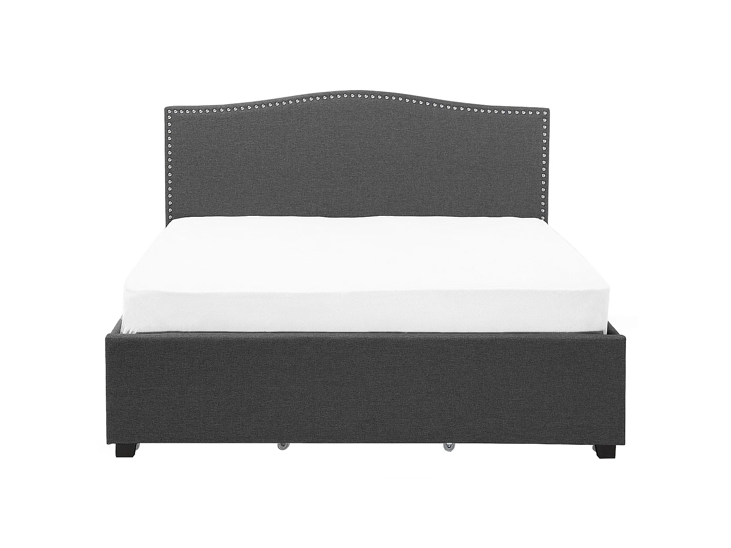 Bed met opbergladen Stof MONTPELLIER 160 x 200 cm LED Donkergrijs