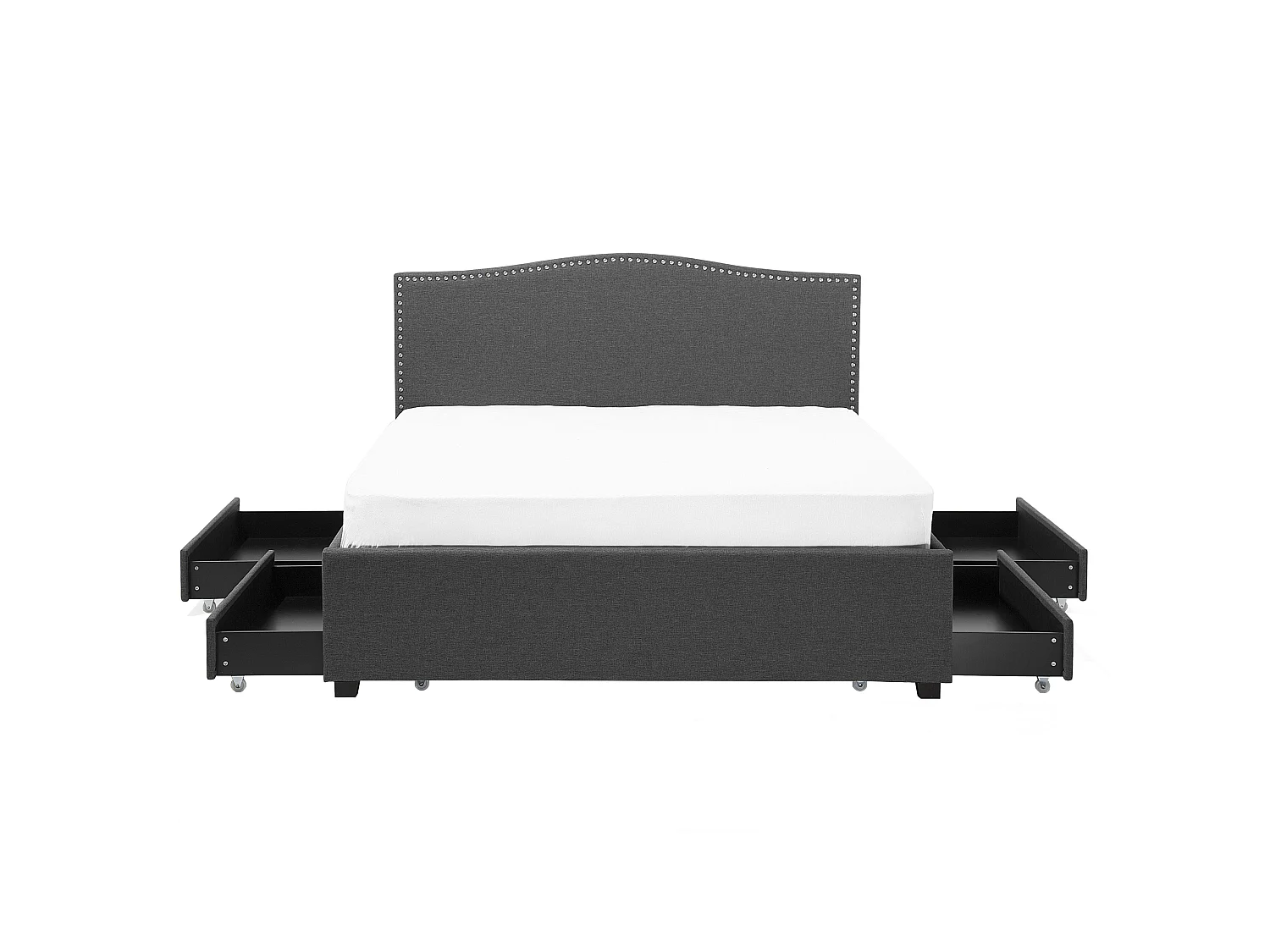 Bed met opbergladen Stof MONTPELLIER 160 x 200 cm LED Donkergrijs