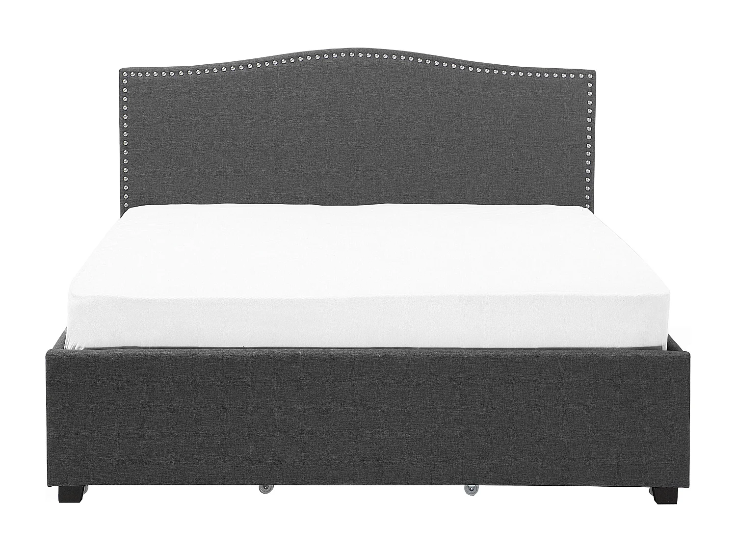 Lit avec tiroirs de rangement Tissu MONTPELLIER 160 x 200 cm LED Gris foncé