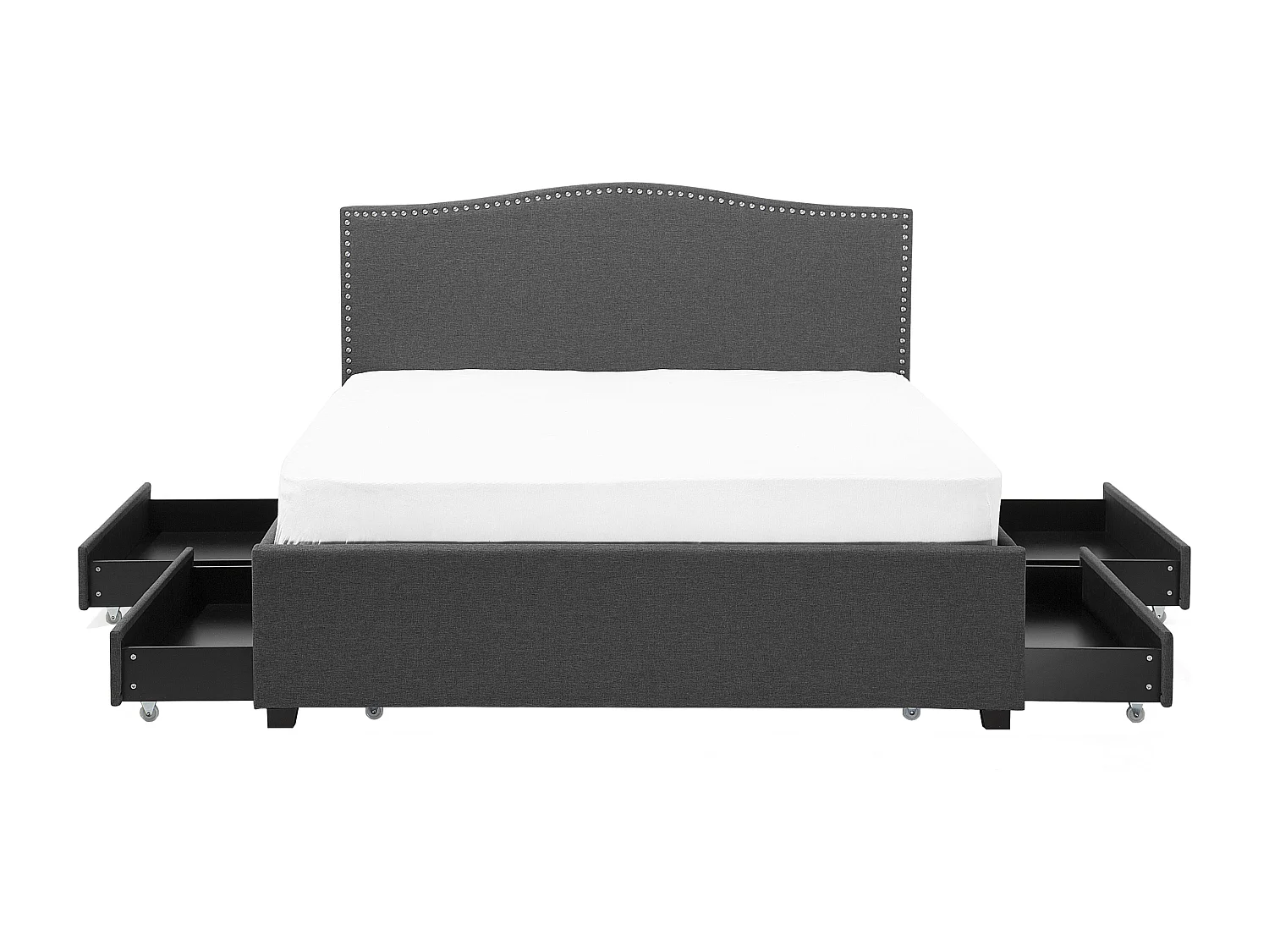 Lit avec tiroirs de rangement Tissu MONTPELLIER 160 x 200 cm LED Gris foncé