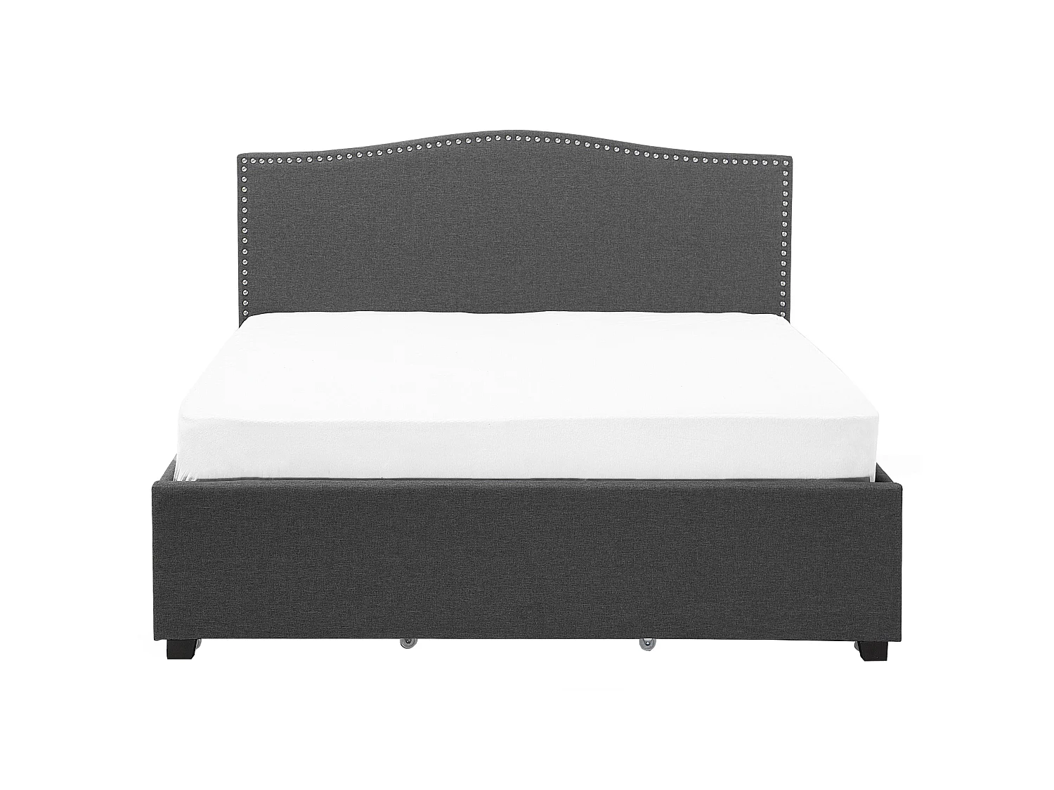 Bed with Storage Drawers MONTPELLIER Fabric Dark Grey 160 x 200 cm (EU King Size) LED