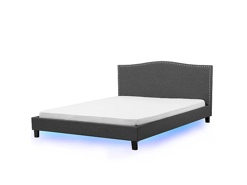 Lit avec sommier Tissu MONTPELLIER 180 x 200 cm LED Multicolore