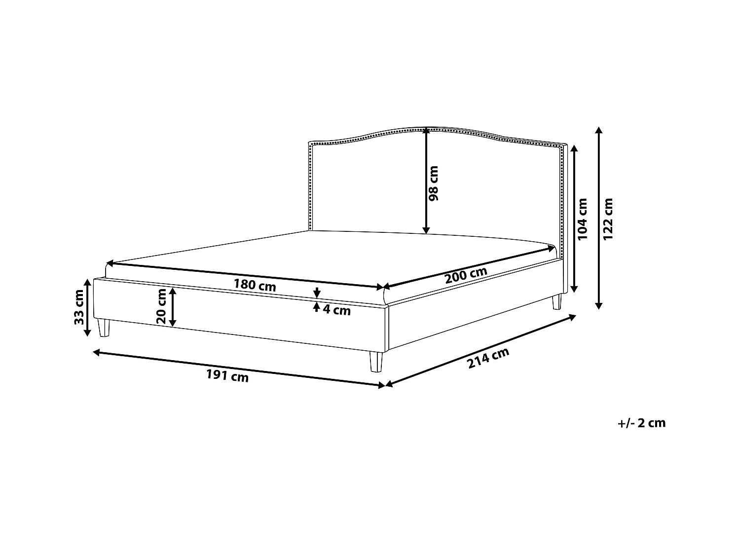 Lit avec sommier Tissu MONTPELLIER 180 x 200 cm LED Multicolore