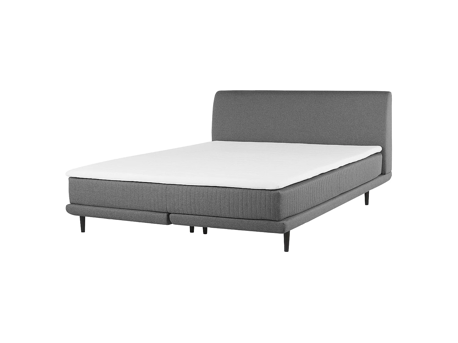 Lit boxspring en tissu gris clair 160 x 200 cm MADAME