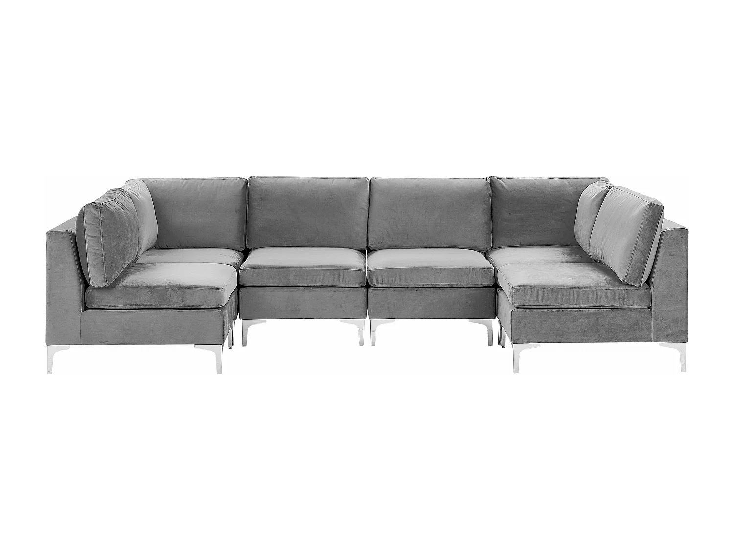 Canapé modulable en forme de U 6 places EVJA Velours Gris