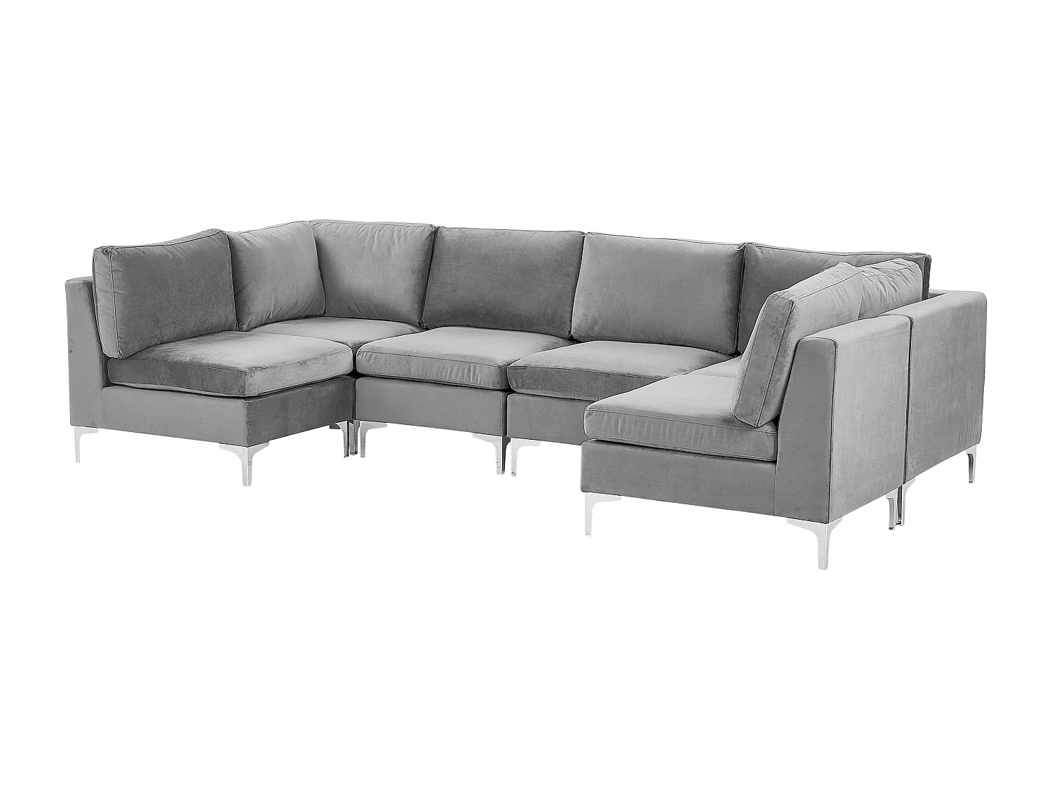 Canapé modulable en forme de U 6 places EVJA Velours Gris