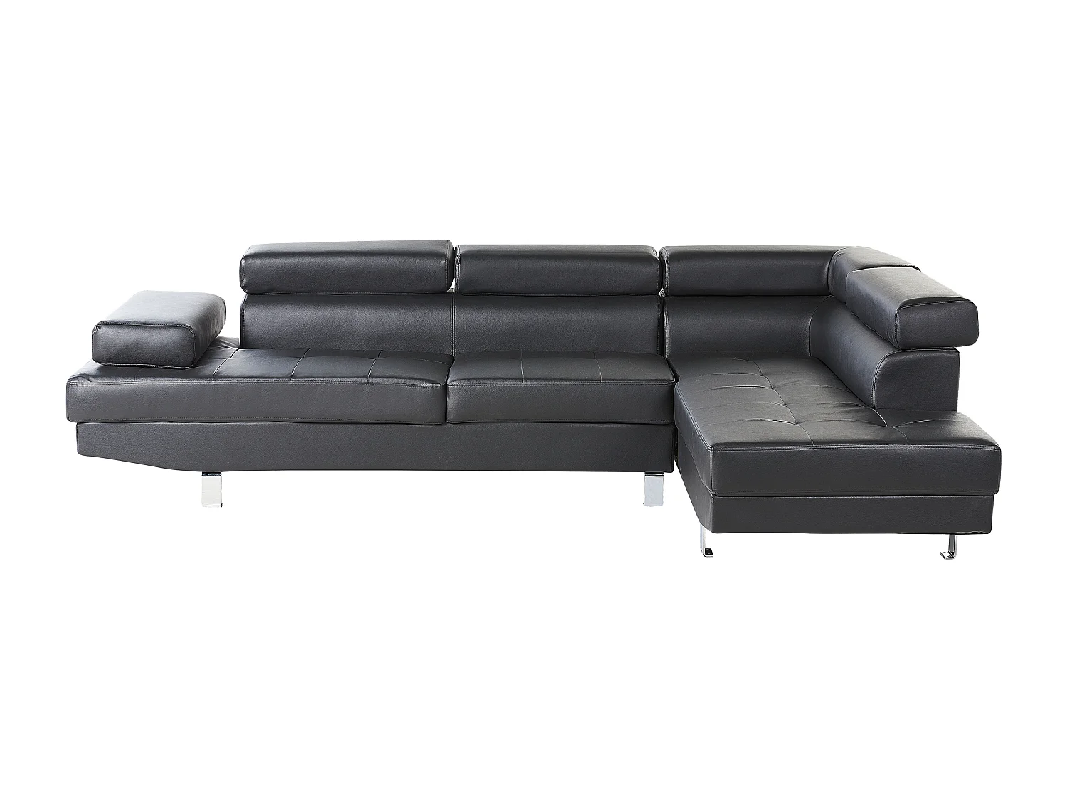 5-Sitzer Ecksofa Kunstleder Schwarz mit Chaiselongue links modern Norrea