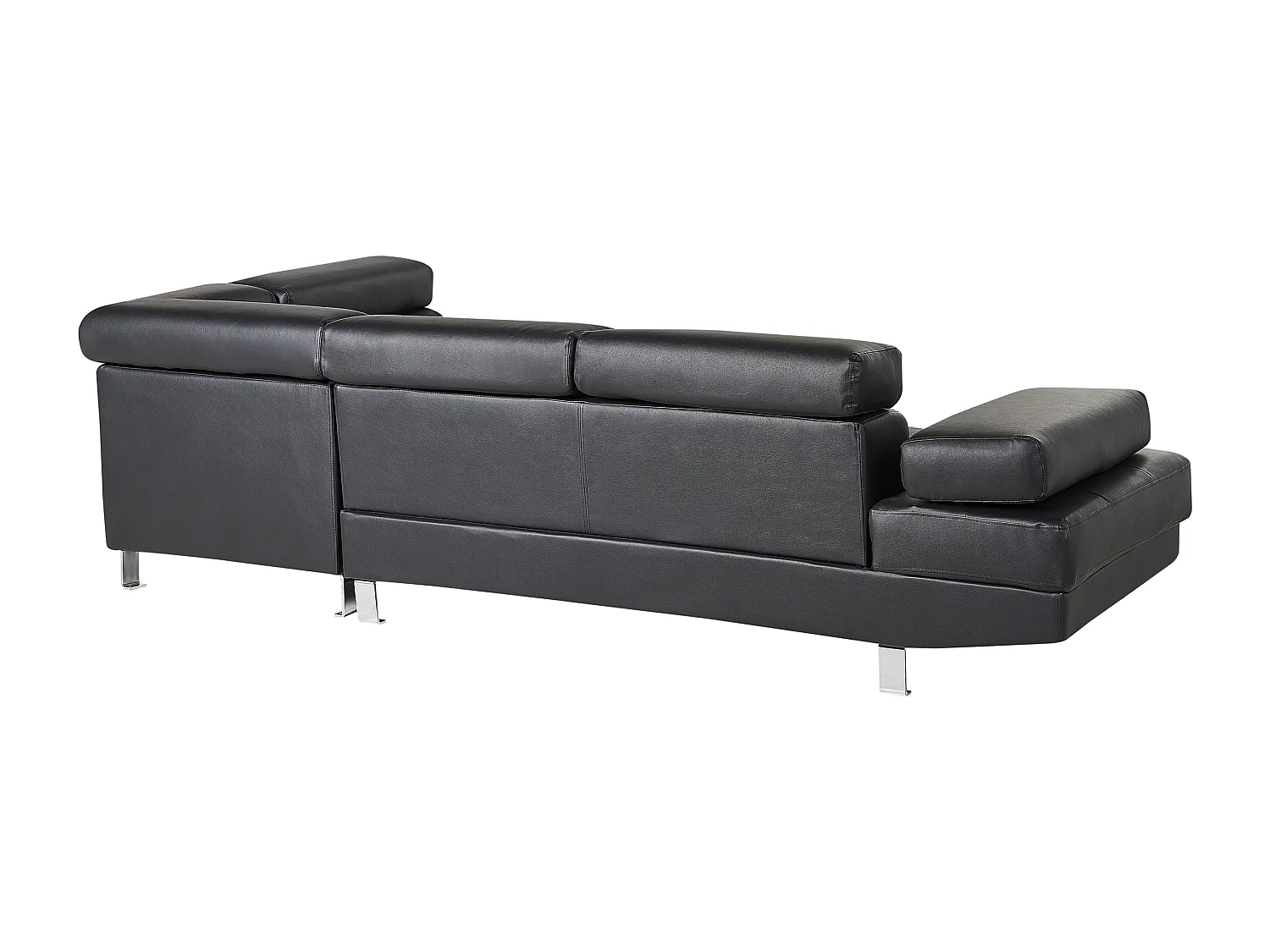 5-Sitzer Ecksofa Kunstleder Schwarz mit Chaiselongue links modern Norrea
