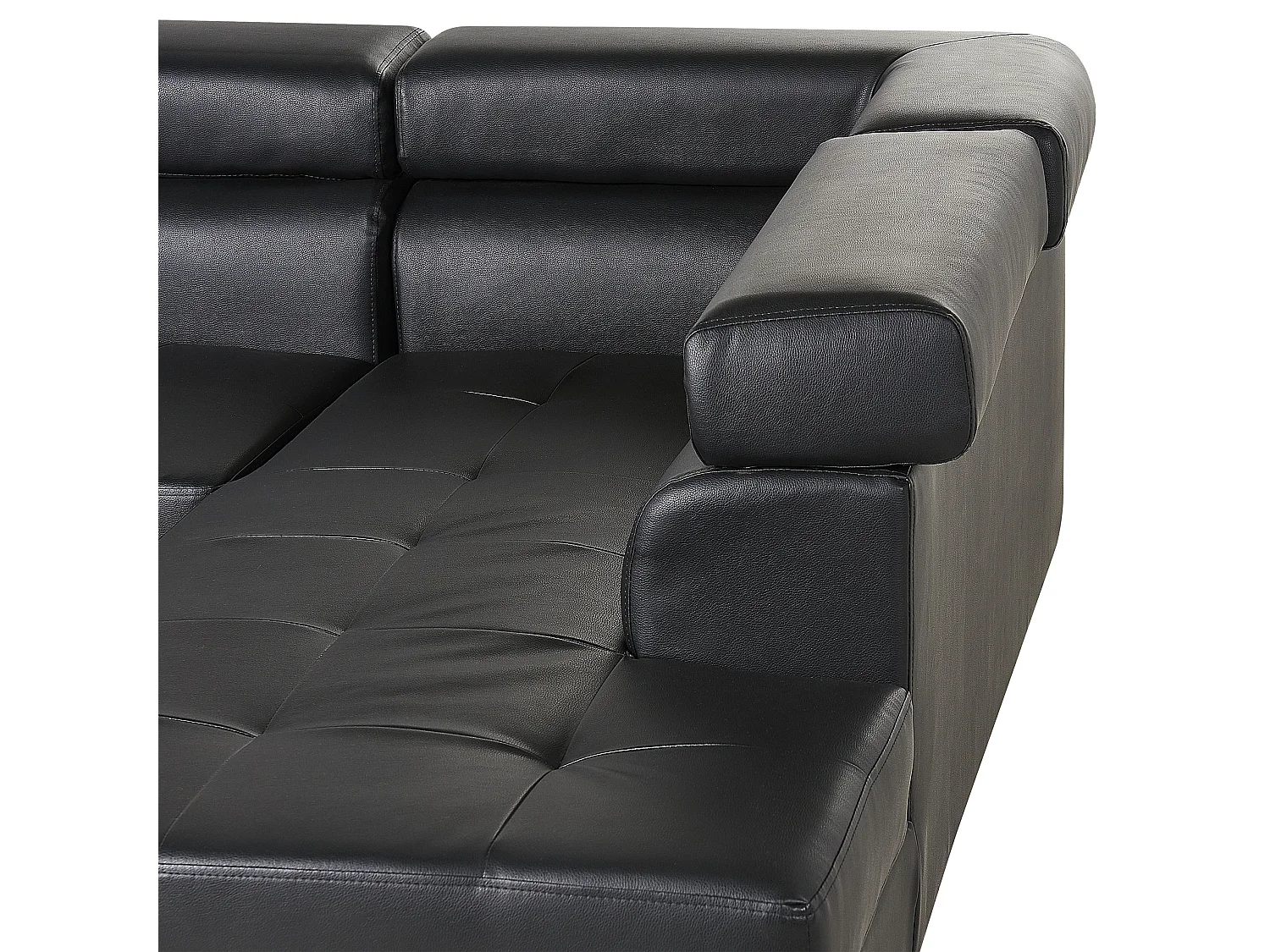 5-Sitzer Ecksofa Kunstleder Schwarz mit Chaiselongue links modern Norrea