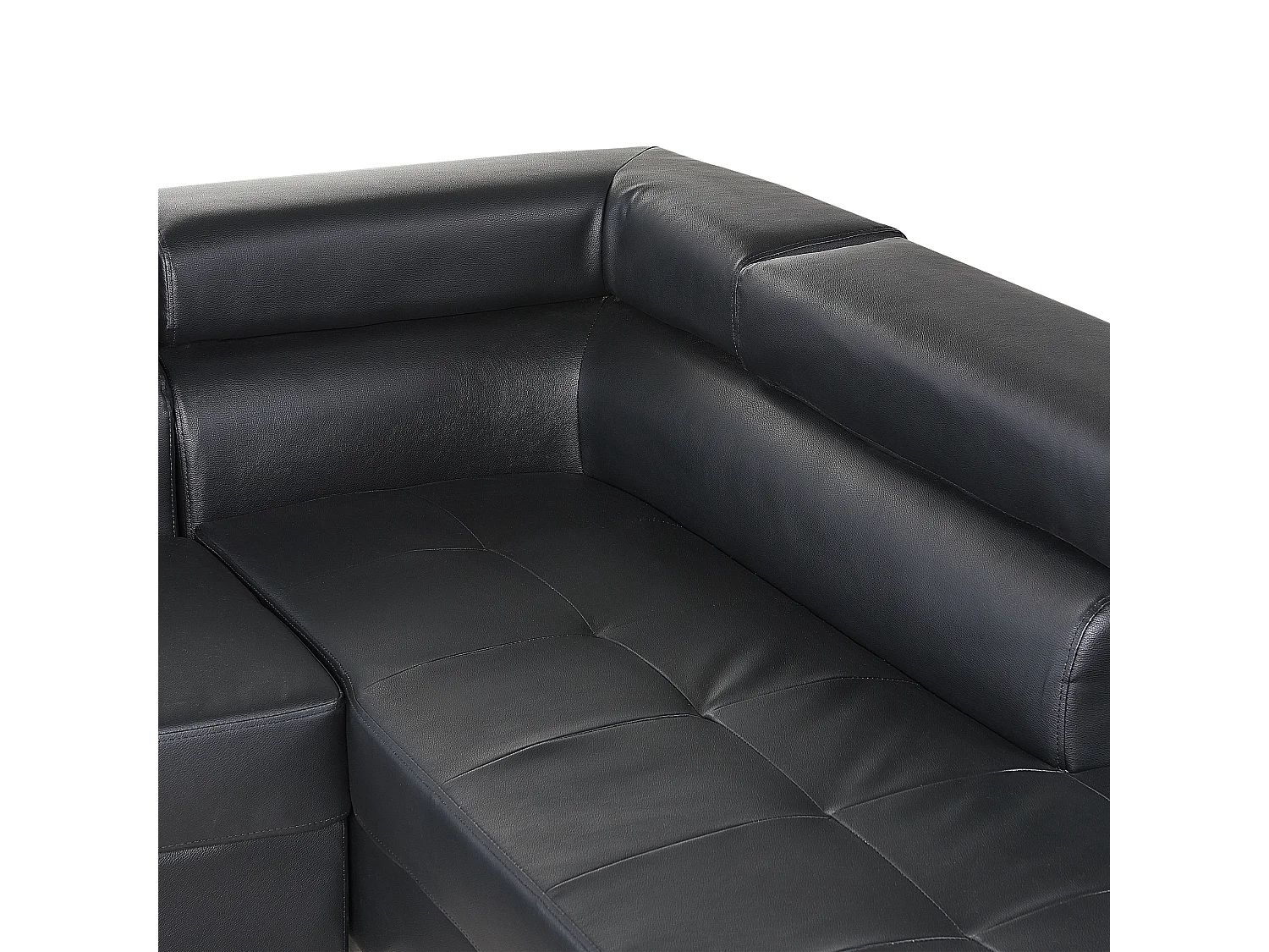 5-Sitzer Ecksofa Kunstleder Schwarz mit Chaiselongue links modern Norrea