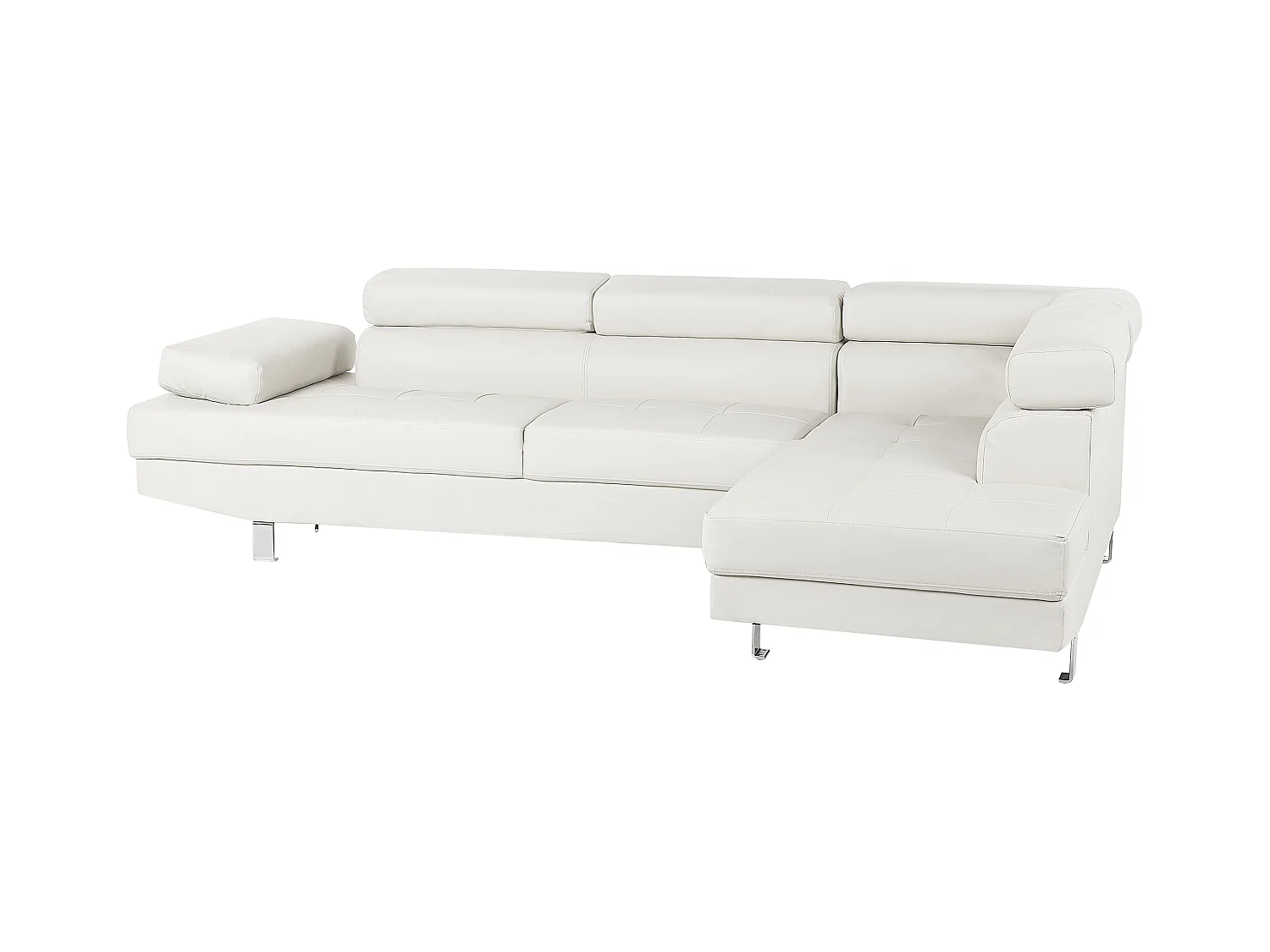 Hoekbank NORREA Kunstleer Wit 5-zitter Linkerzijde