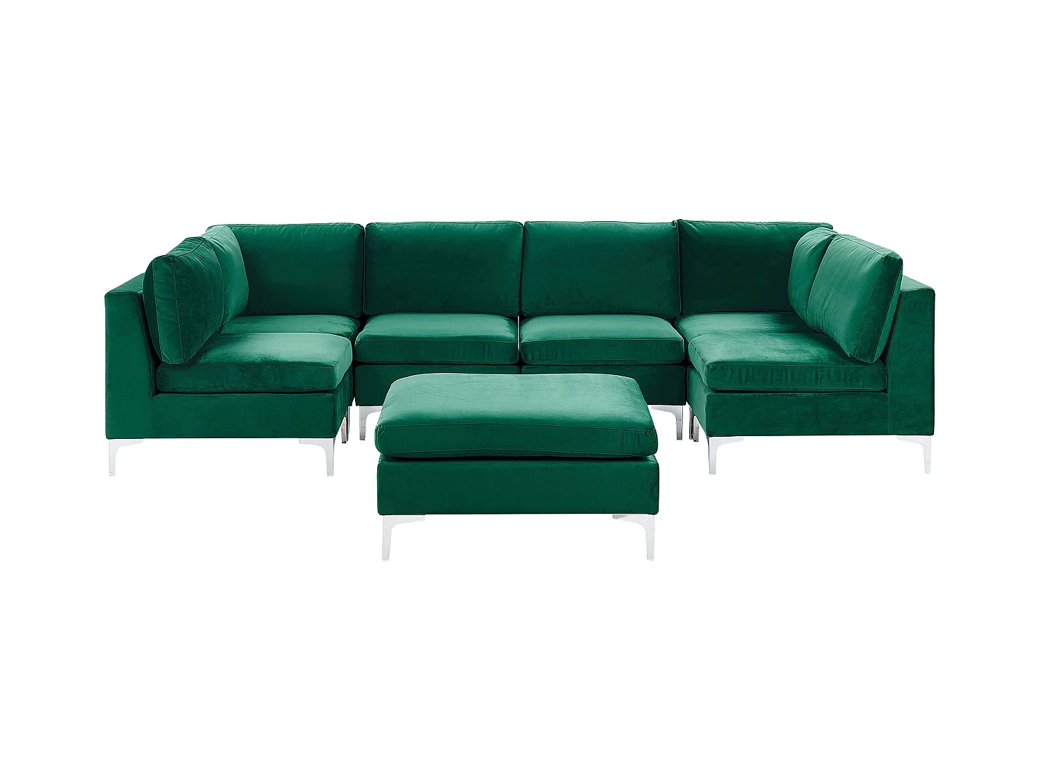 Canapé modulable en forme de U 6 places EVJA Velours Vert avec ottoman