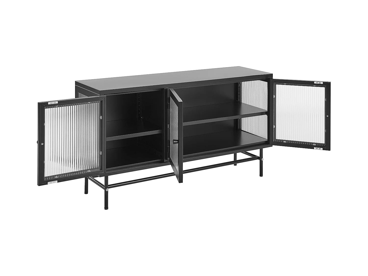 Witryna ze szklaną gablotą DEVON Metal 115 cm Czarny