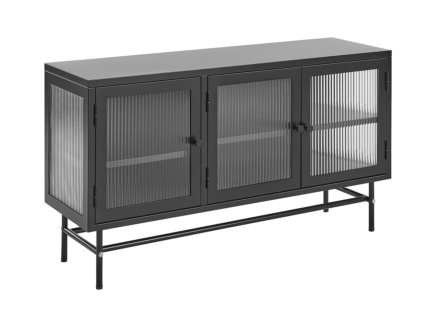 Buffet avec vitrine en verre DEVON Métal 115 cm Noir