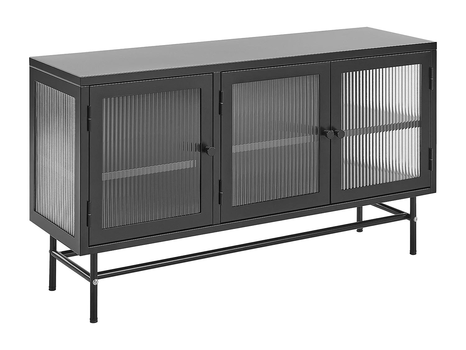 Armário com vitrine DEVON Metal 115 cm Preto