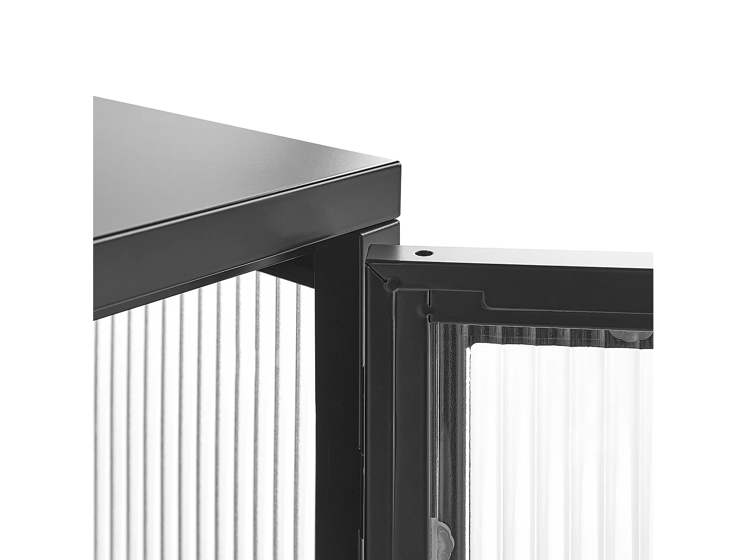 Armário com vitrine DEVON Metal 115 cm Preto