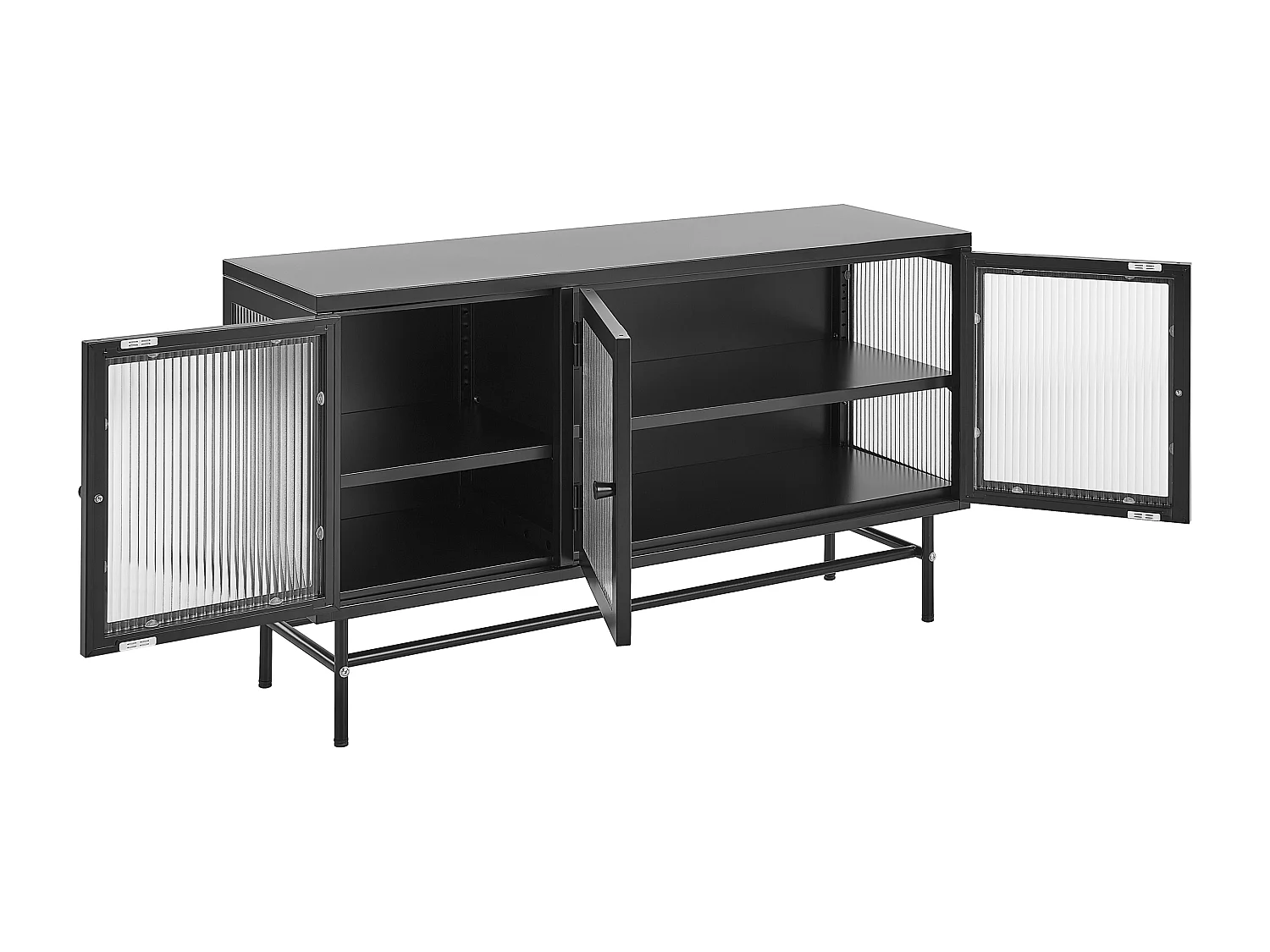 Buffet avec vitrine en verre DEVON Métal 115 cm Noir