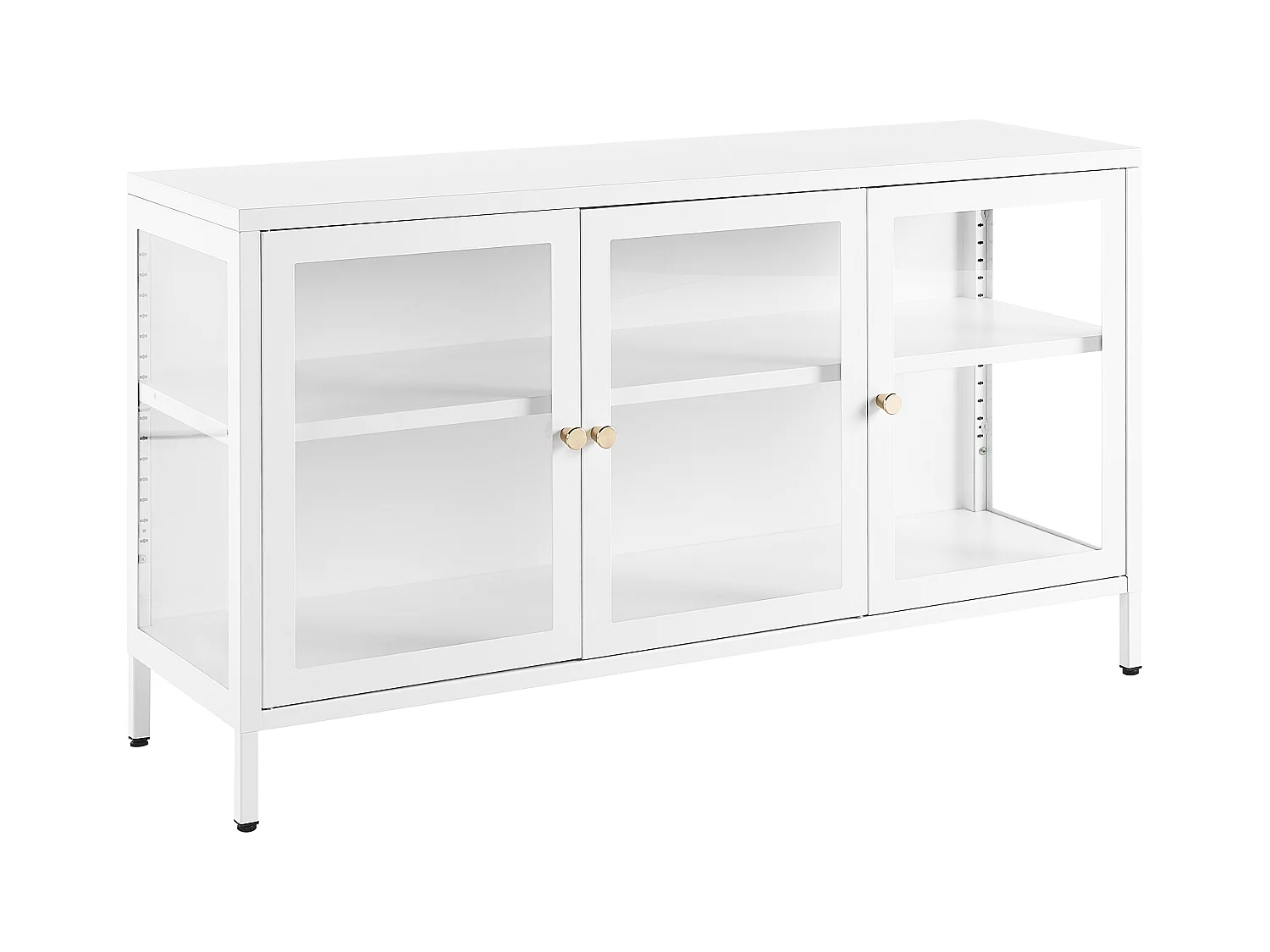 Buffet avec vitrine en verre NEWPORT Métal 115 cm Blanc