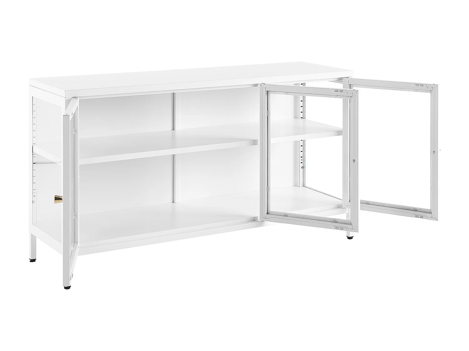 Vitrine mit Glastüren NEWPORT Metall 115 cm Weiss