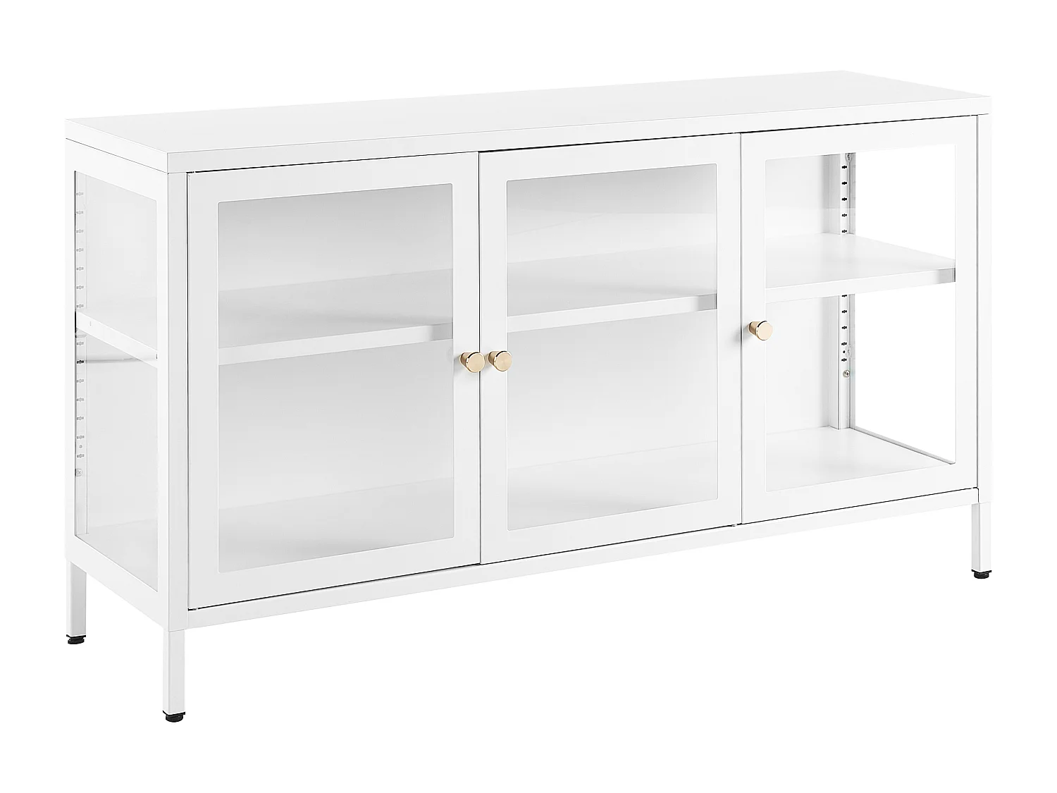 Buffet avec vitrine en verre NEWPORT Métal 115 cm Blanc