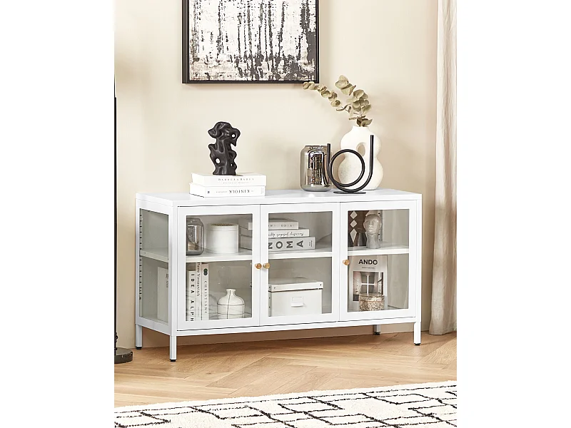 Armadio con ante in vetro NEWPORT Metallo 115 cm Bianco