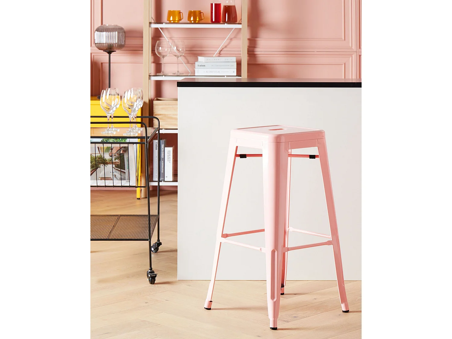 Lot de 2 tabourets de bar CABRILLO Métal Rose