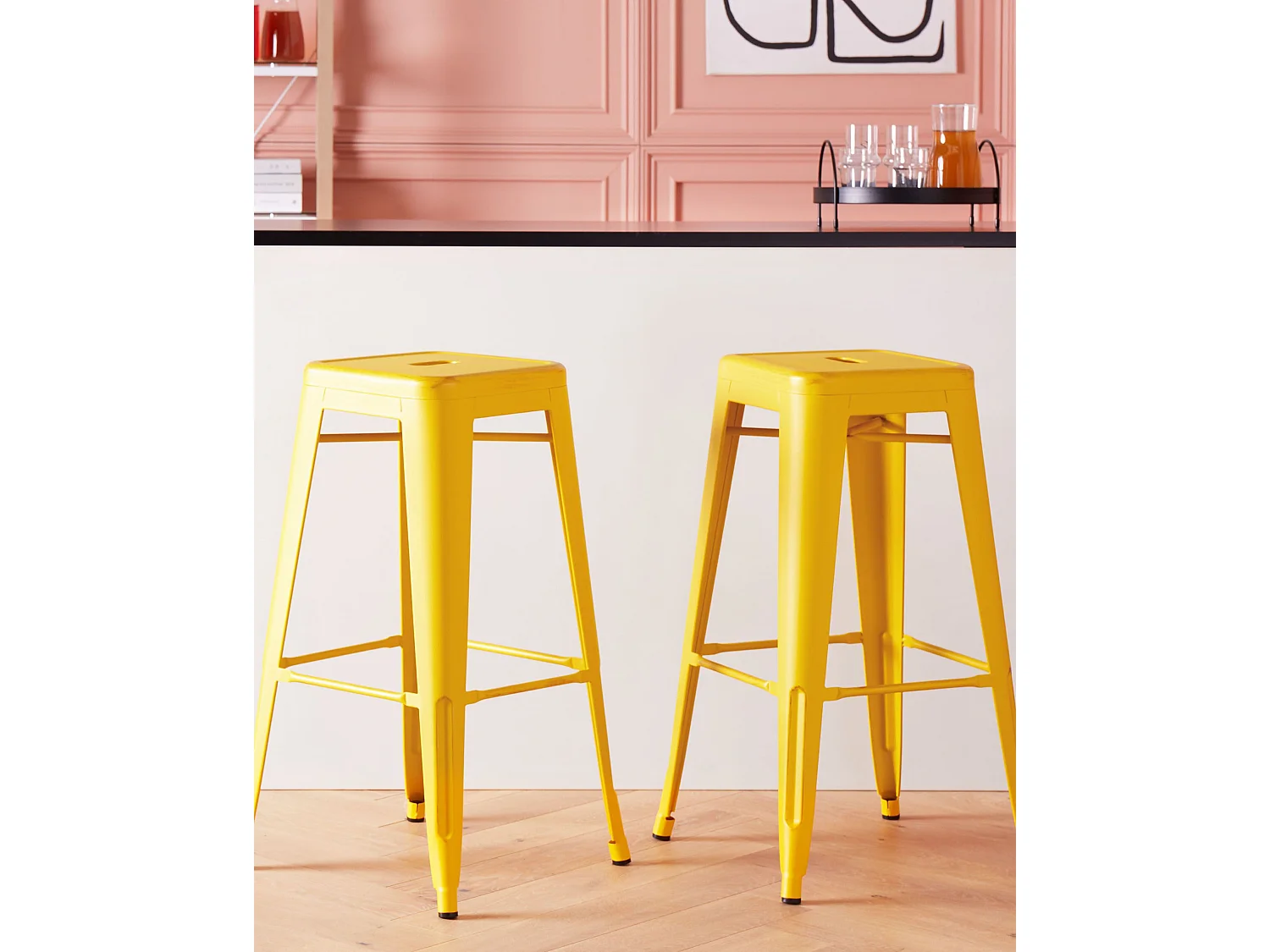 Lot de 2 tabourets de bar CABRILLO Métal Jaune