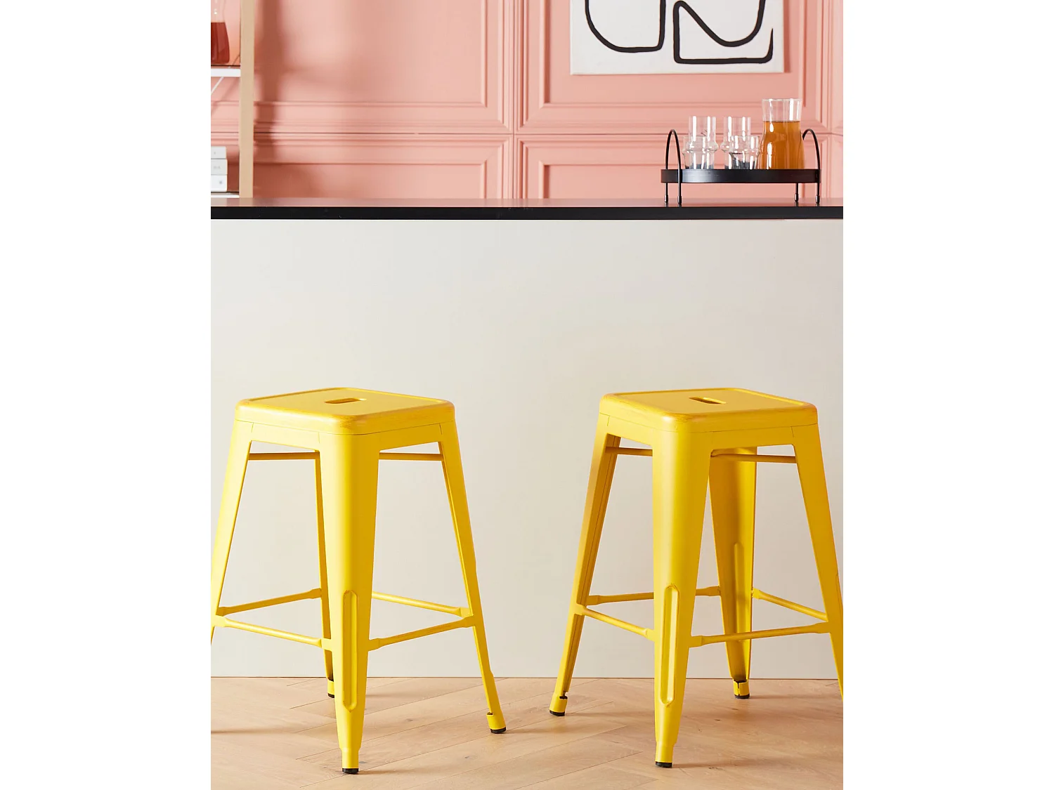 Tabouret de bar Set de 2 Métal Jaune CABRILLO