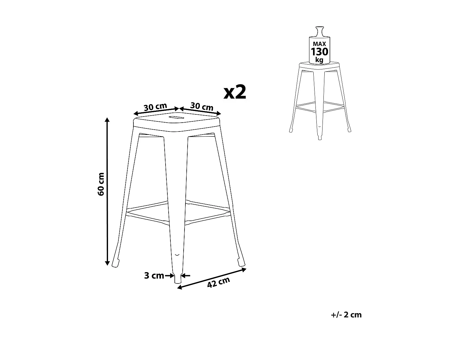 Tabouret de bar Set de 2 Métal Jaune CABRILLO