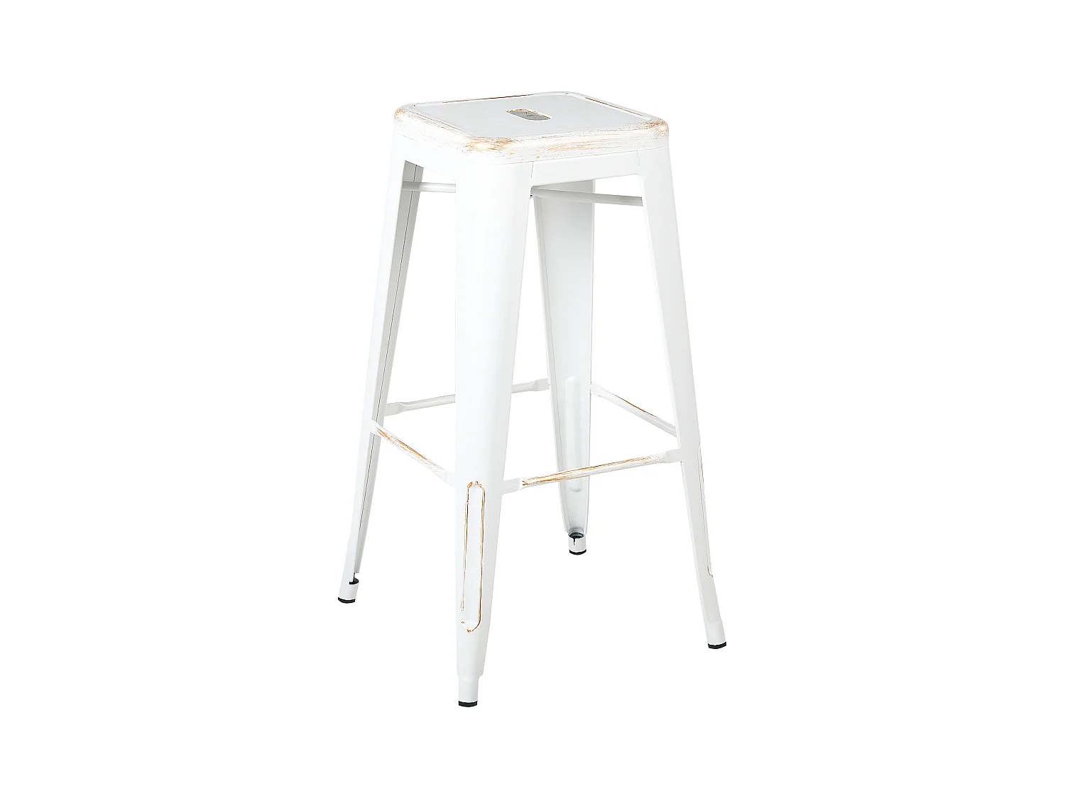 Hocker 2er Set in industriellem Stil Metall weiß/gold 76 cm Cabrillo