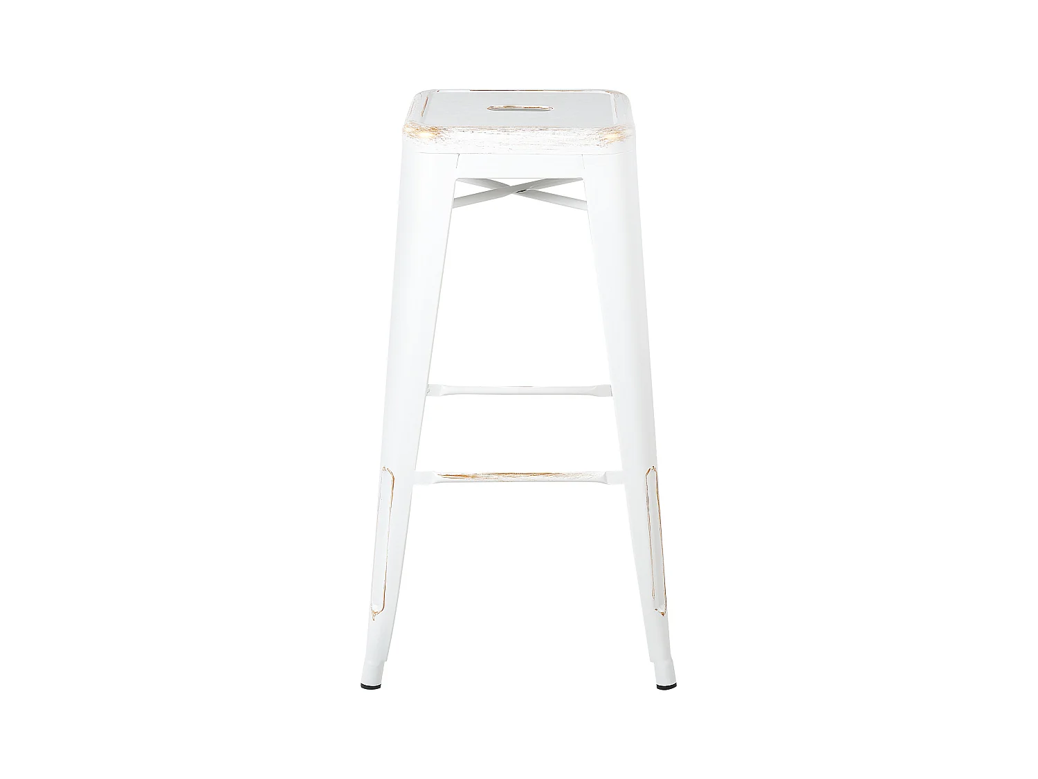 Hocker 2er Set in industriellem Stil Metall weiß/gold 76 cm Cabrillo
