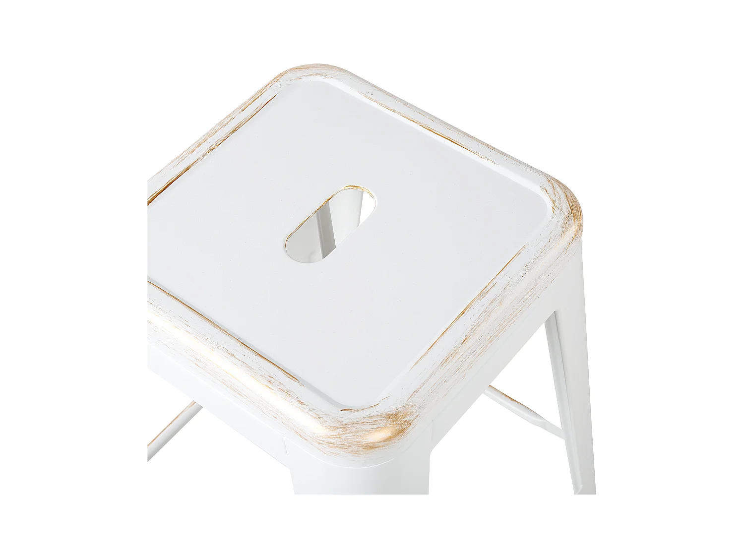 Hocker 2er Set in industriellem Stil Metall weiß/gold 76 cm Cabrillo