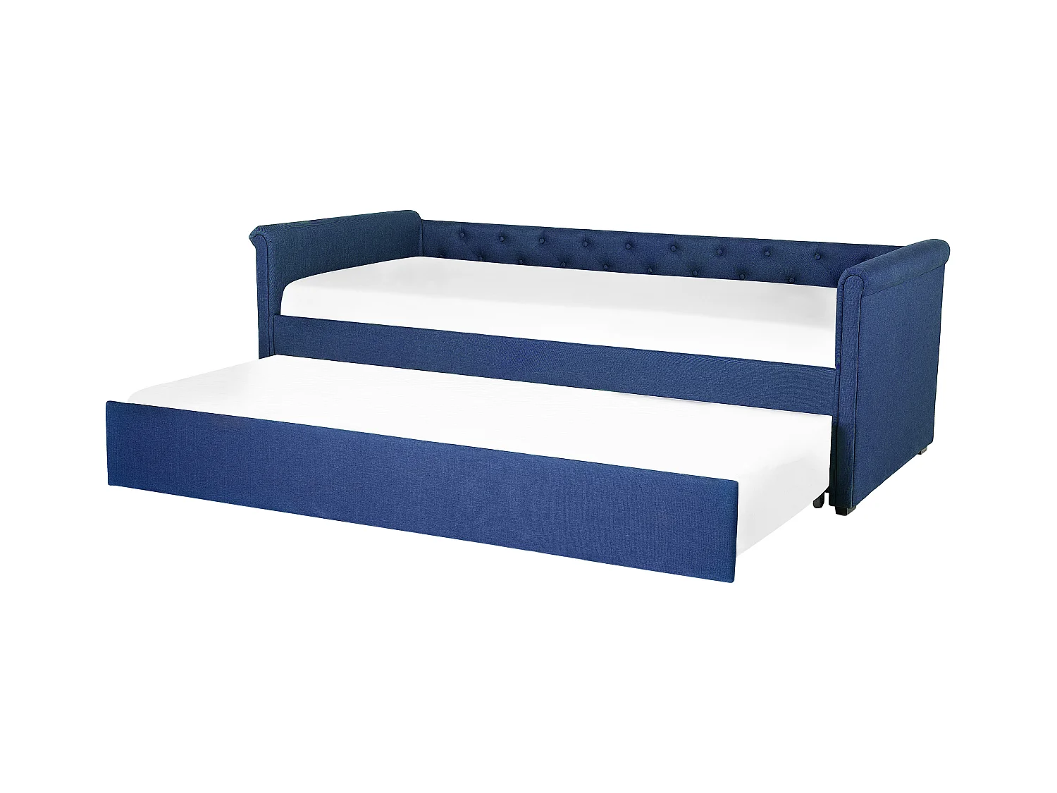 Elegantes Tandembett ausziehbar Polsterung marineblau Leinenoptik Libourne