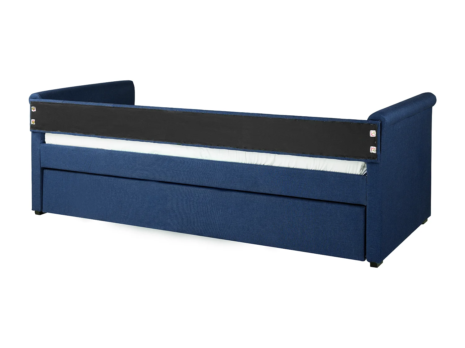 Elegantes Tandembett ausziehbar Polsterung marineblau Leinenoptik Libourne