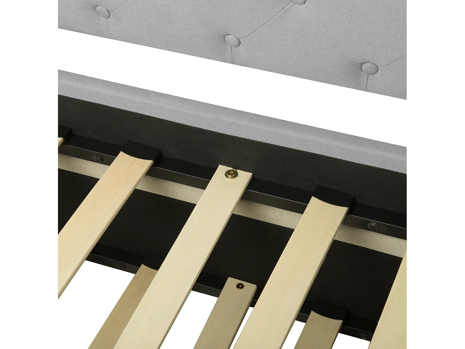 Lit gigogne Tissu LIBOURNE 90 x 200 cm Gris clair