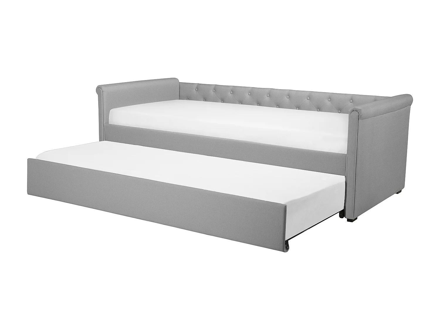 Lit gigogne Tissu LIBOURNE 90 x 200 cm Gris clair