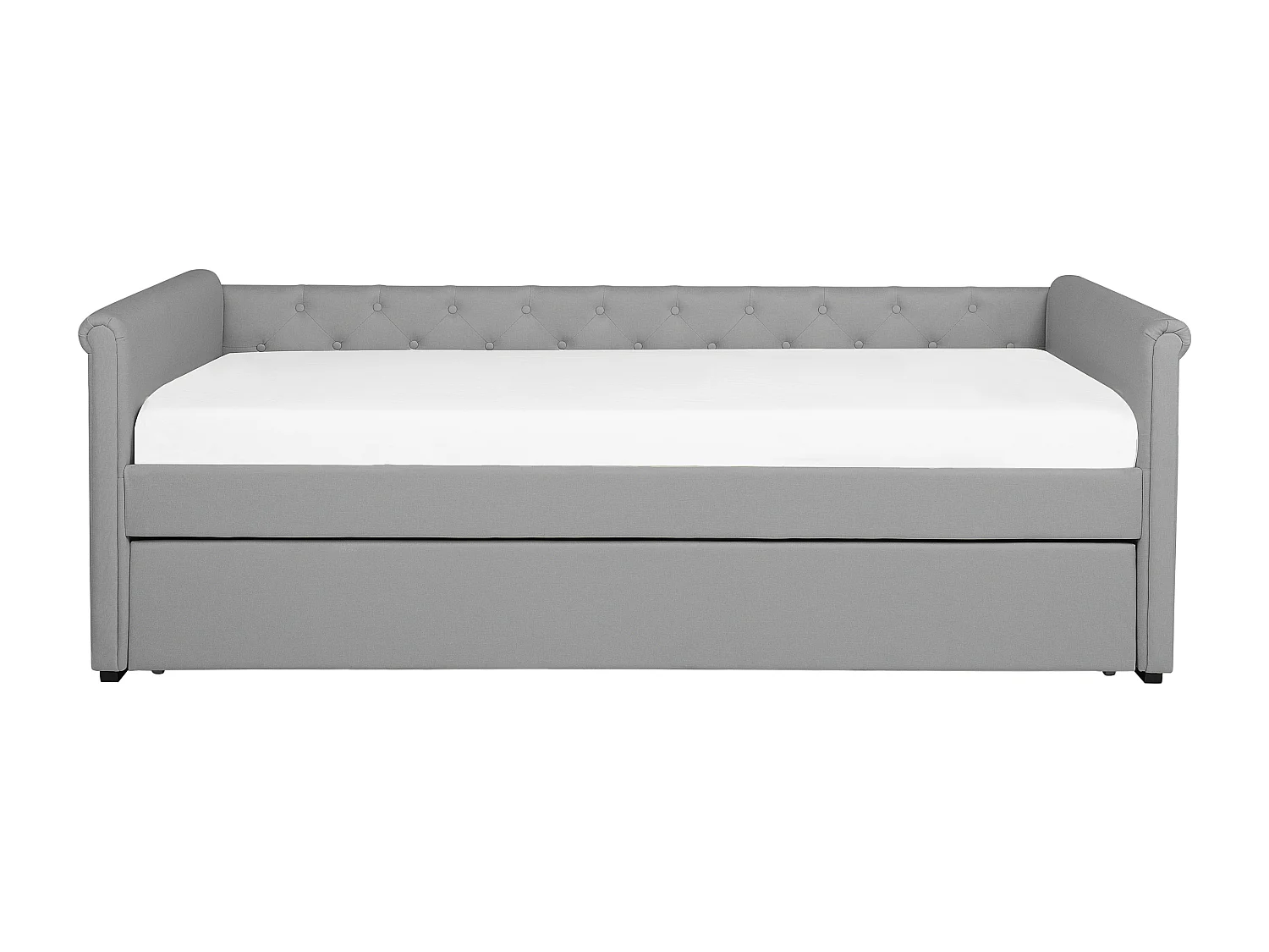 Lit gigogne Tissu LIBOURNE 90 x 200 cm Gris clair