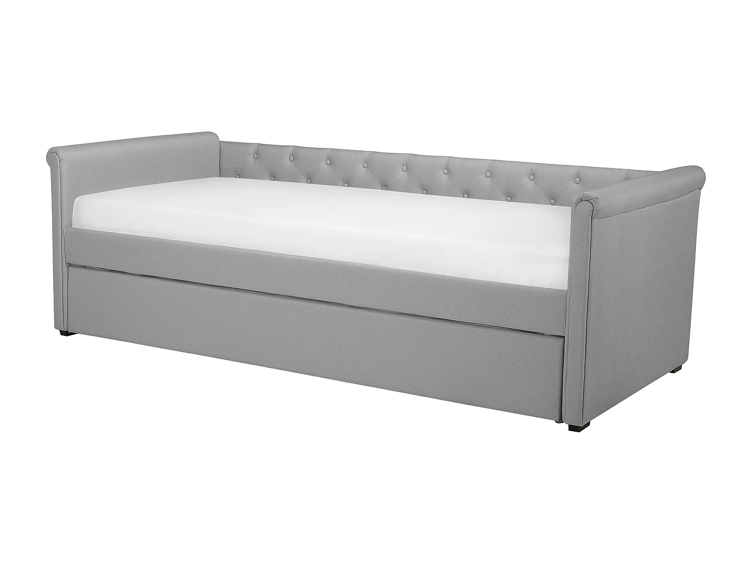 Lit gigogne Tissu LIBOURNE 90 x 200 cm Gris clair