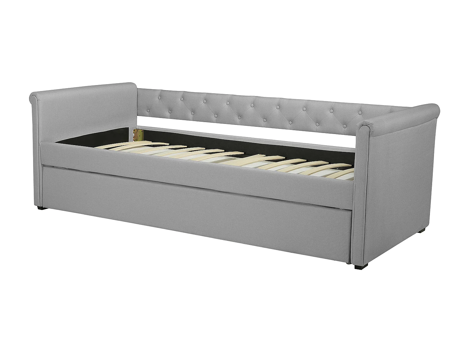 Lit gigogne Tissu LIBOURNE 90 x 200 cm Gris clair