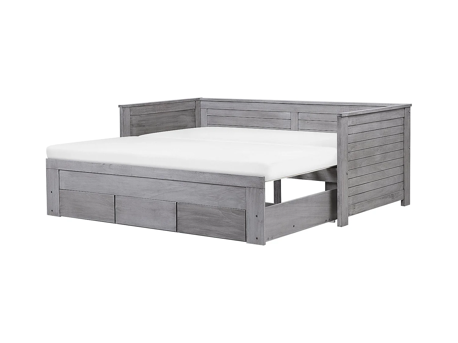 Lit avec tiroirs de rangement Bois CAHORS 90 x 200 cm Gris