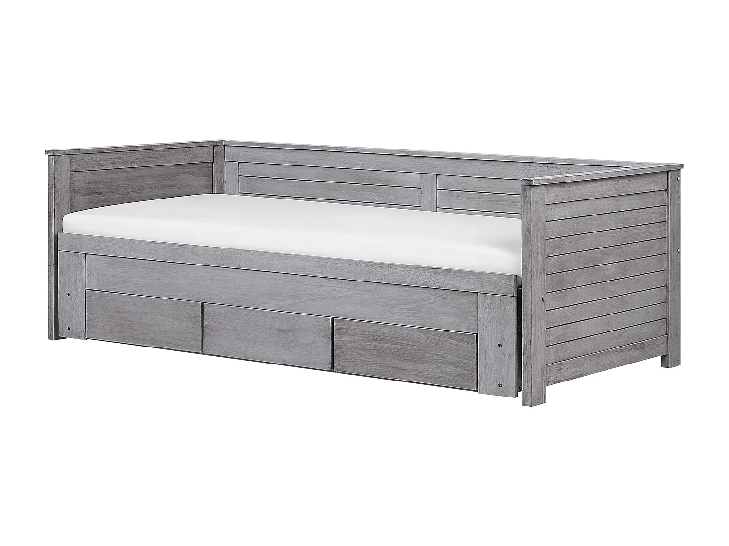 Lit avec tiroirs de rangement Bois CAHORS 90 x 200 cm Gris