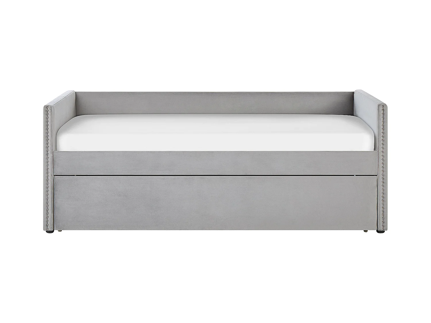 Lit gigogne Velours TROYES 90 x 200 cm Gris clair