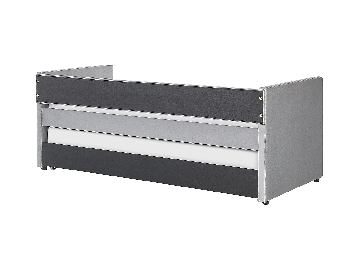 Lit gigogne Velours TROYES 90 x 200 cm Gris clair