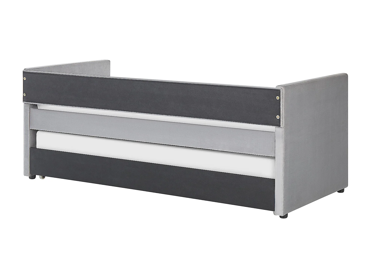 Lit gigogne Velours TROYES 90 x 200 cm Gris clair