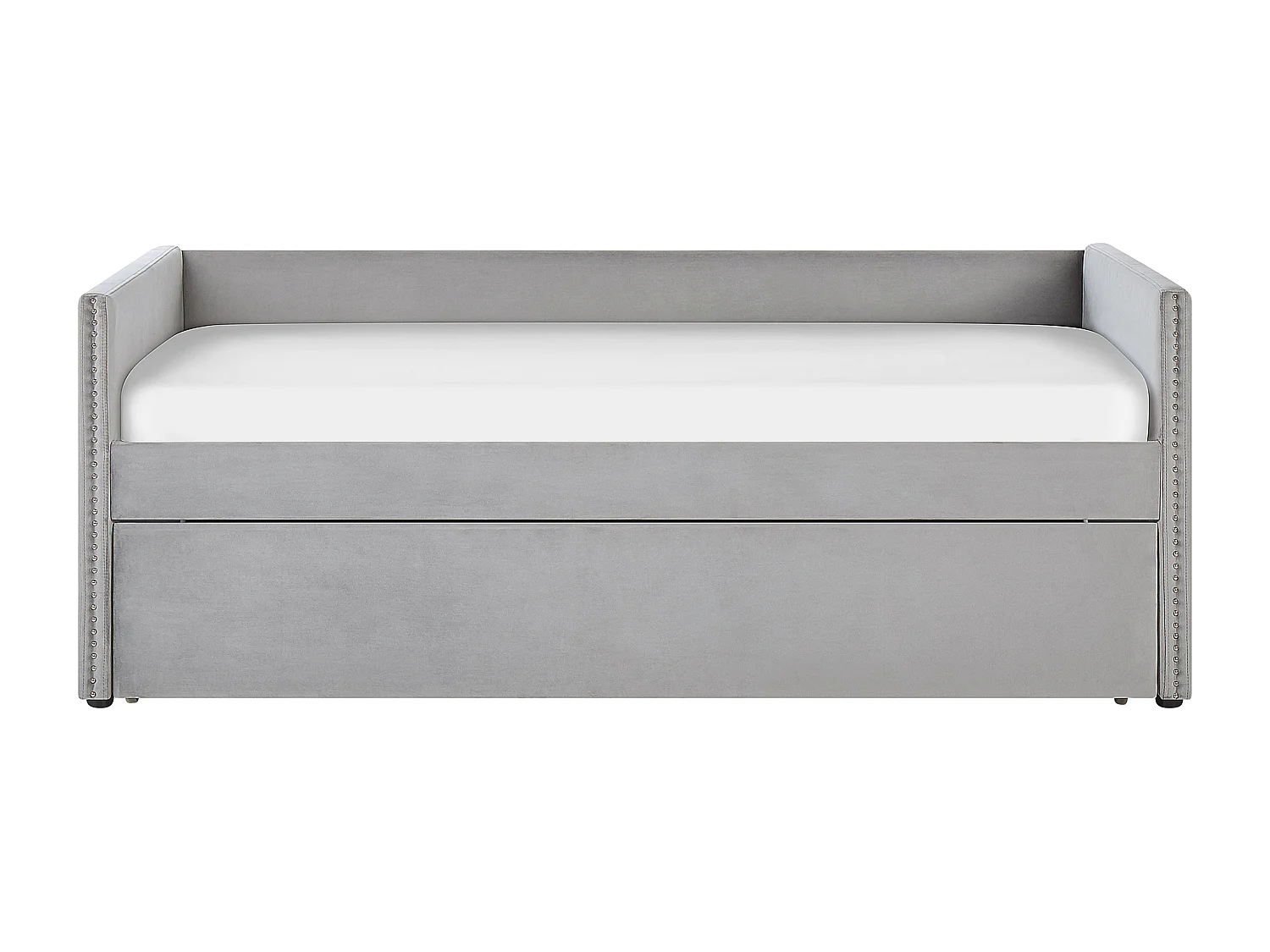 Lit gigogne Velours TROYES 90 x 200 cm Gris clair