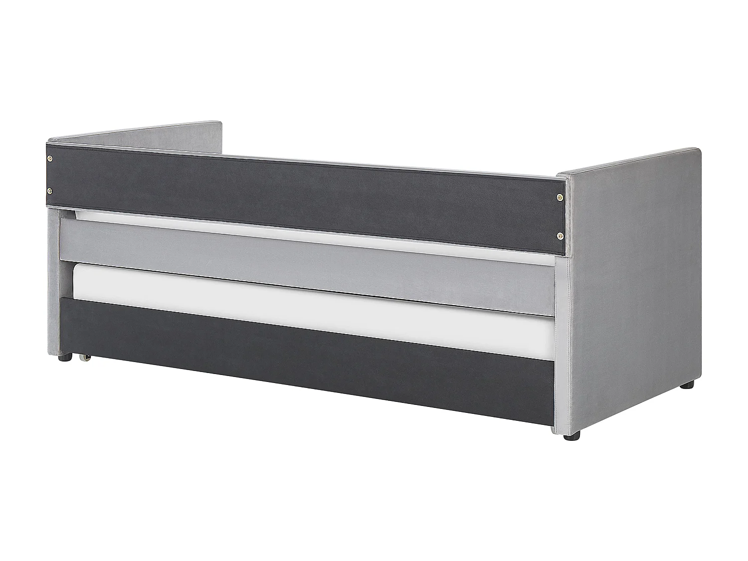 Lit gigogne Velours TROYES 90 x 200 cm Gris clair