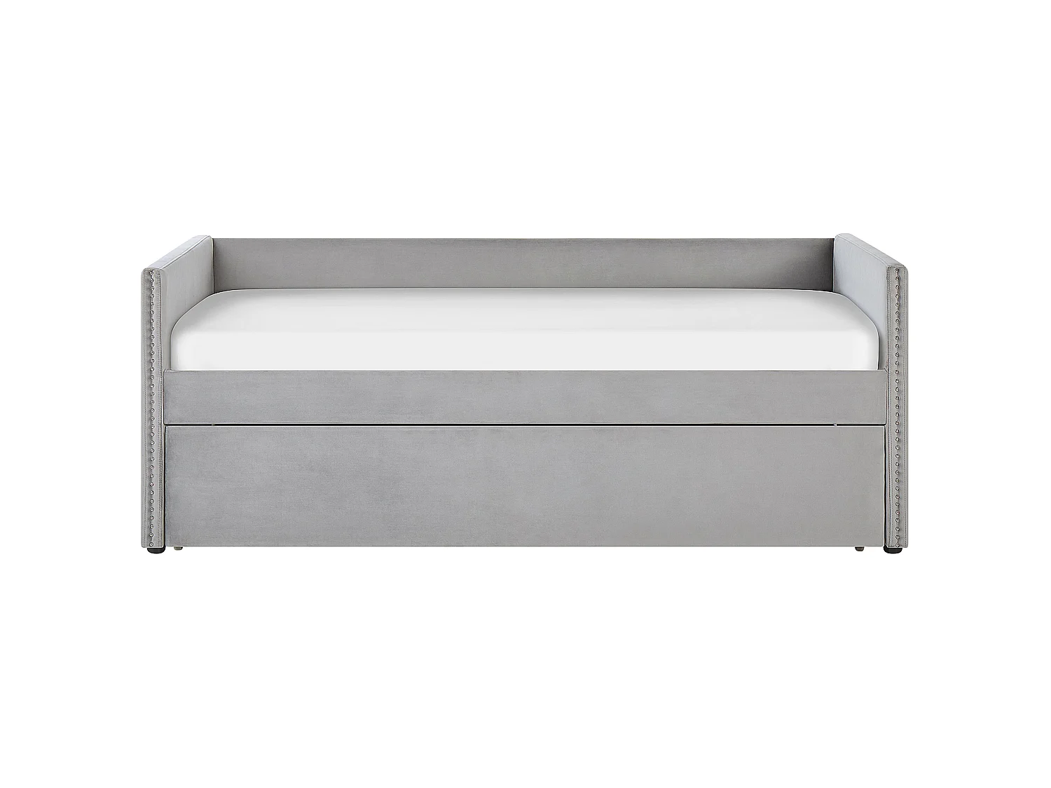 Lit gigogne Velours TROYES 90 x 200 cm Gris clair