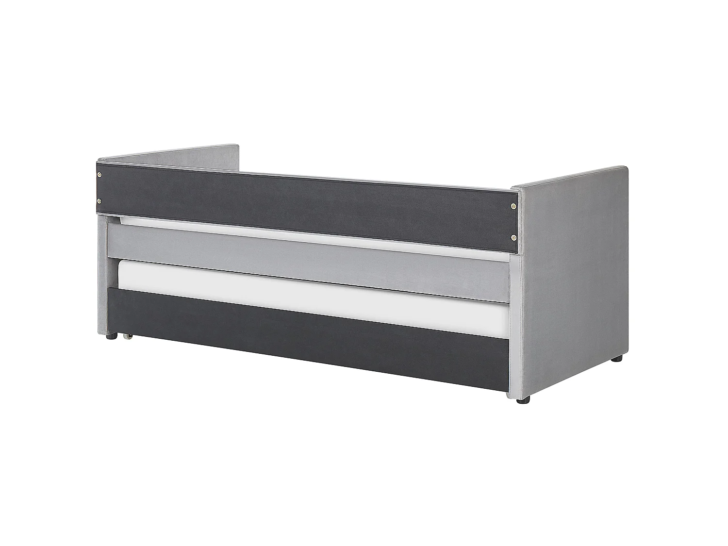 Lit gigogne Velours TROYES 90 x 200 cm Gris clair