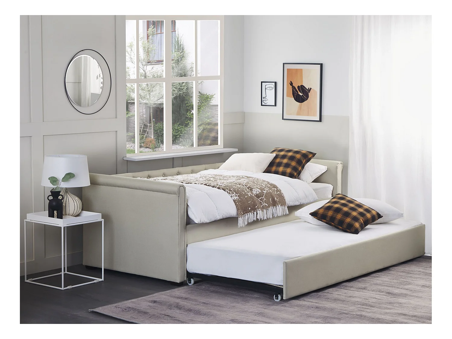 Letto estraibile Tessuto LIBOURNE 90 x 200 cm Beige