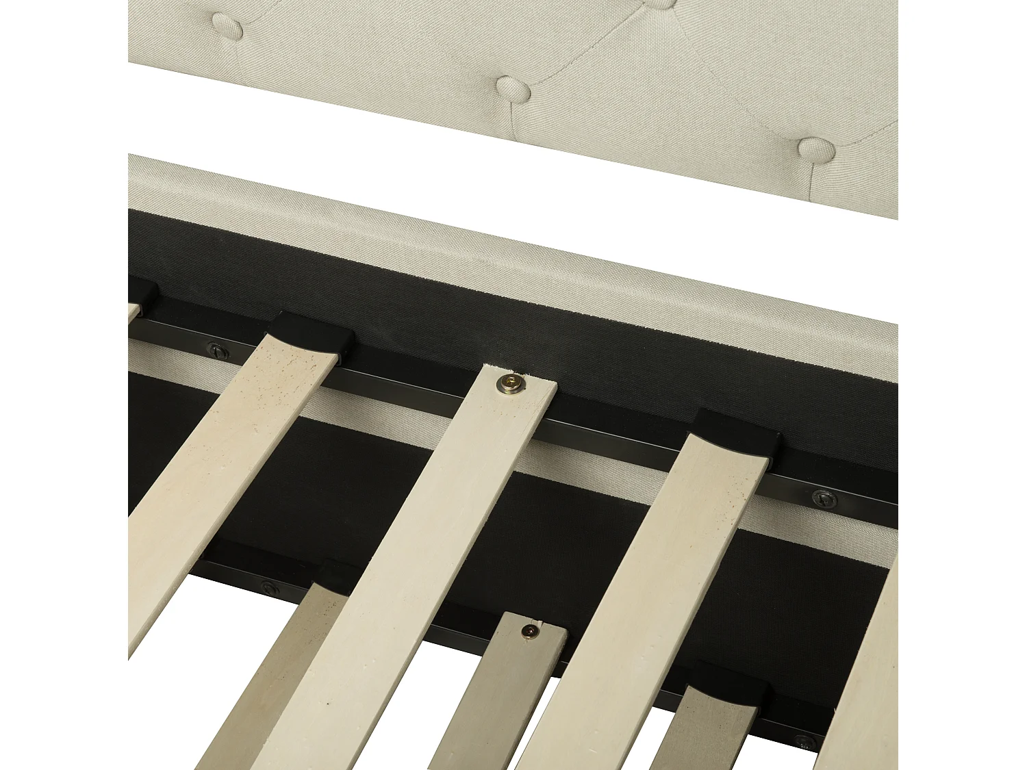 Lit gigogne Tissu LIBOURNE 90 x 200 cm Beige